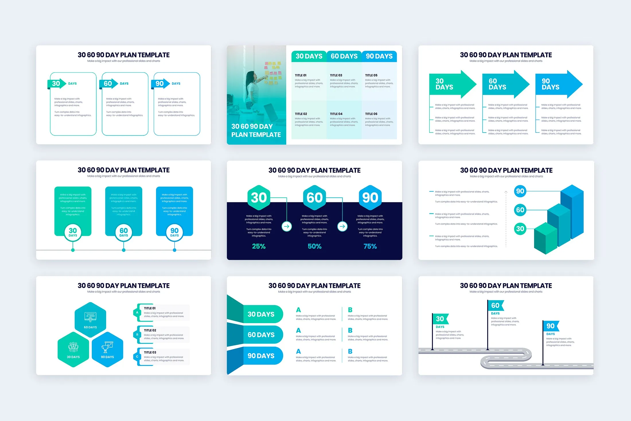 30 60 90 Day Plan Powerpoint Infographic Template