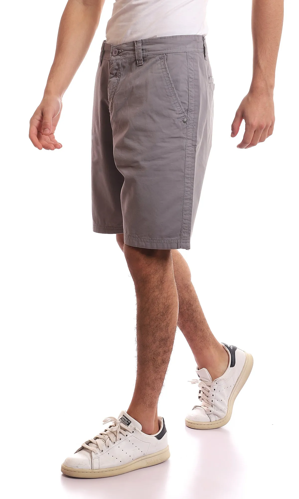 95049 Side Pockets Medium Grey Solid Shorts