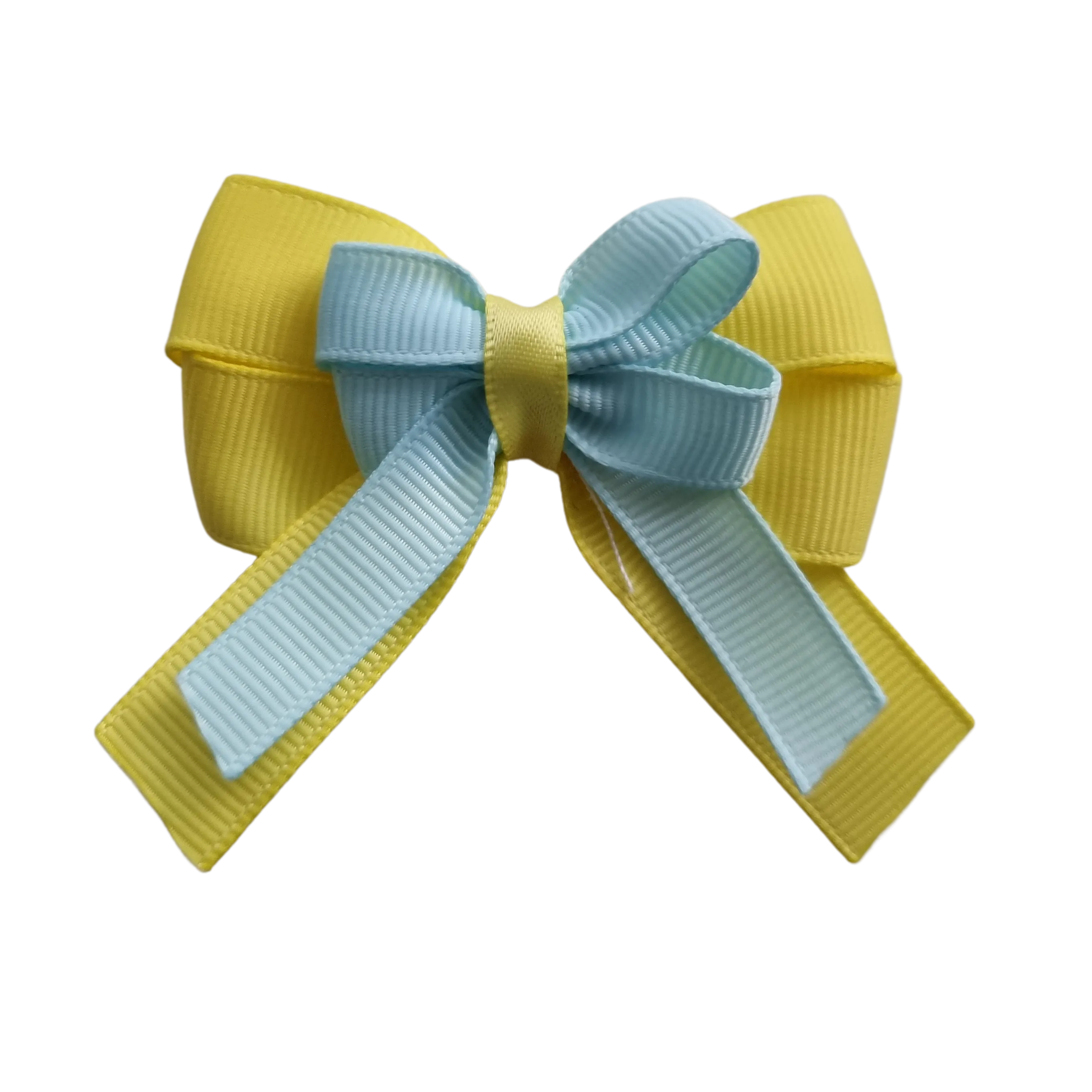 Amore Hair Bow - Plain Colour - Lemon Base and Centre Ribbon (31 colours Top)
