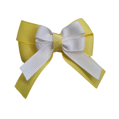Amore Hair Bow - Plain Colour - Lemon Base and Centre Ribbon (31 colours Top)