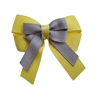 Amore Hair Bow - Plain Colour - Lemon Base and Centre Ribbon (31 colours Top)