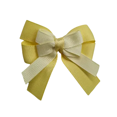 Amore Hair Bow - Plain Colour - Lemon Base and Centre Ribbon (31 colours Top)