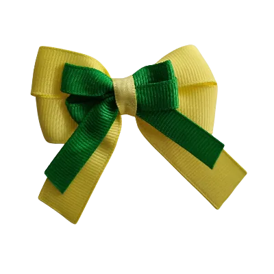 Amore Hair Bow - Plain Colour - Lemon Base and Centre Ribbon (31 colours Top)