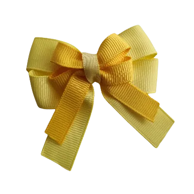 Amore Hair Bow - Plain Colour - Lemon Base and Centre Ribbon (31 colours Top)