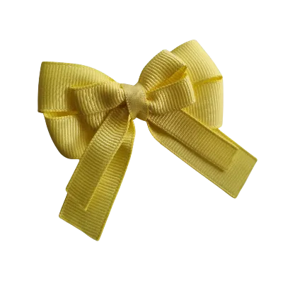 Amore Hair Bow - Plain Colour - Lemon Base and Centre Ribbon (31 colours Top)