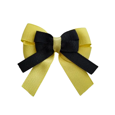 Amore Hair Bow - Plain Colour - Lemon Base and Centre Ribbon (31 colours Top)