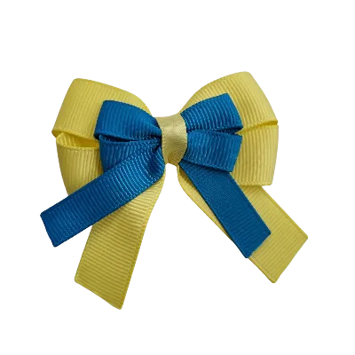 Amore Hair Bow - Plain Colour - Lemon Base and Centre Ribbon (31 colours Top)