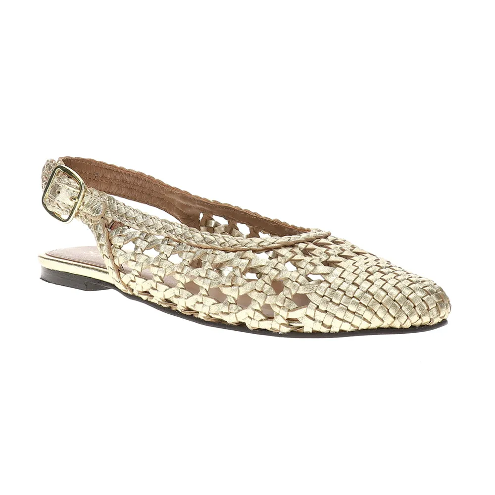 Avalon Metallic Woven Leather Slingback Flats
