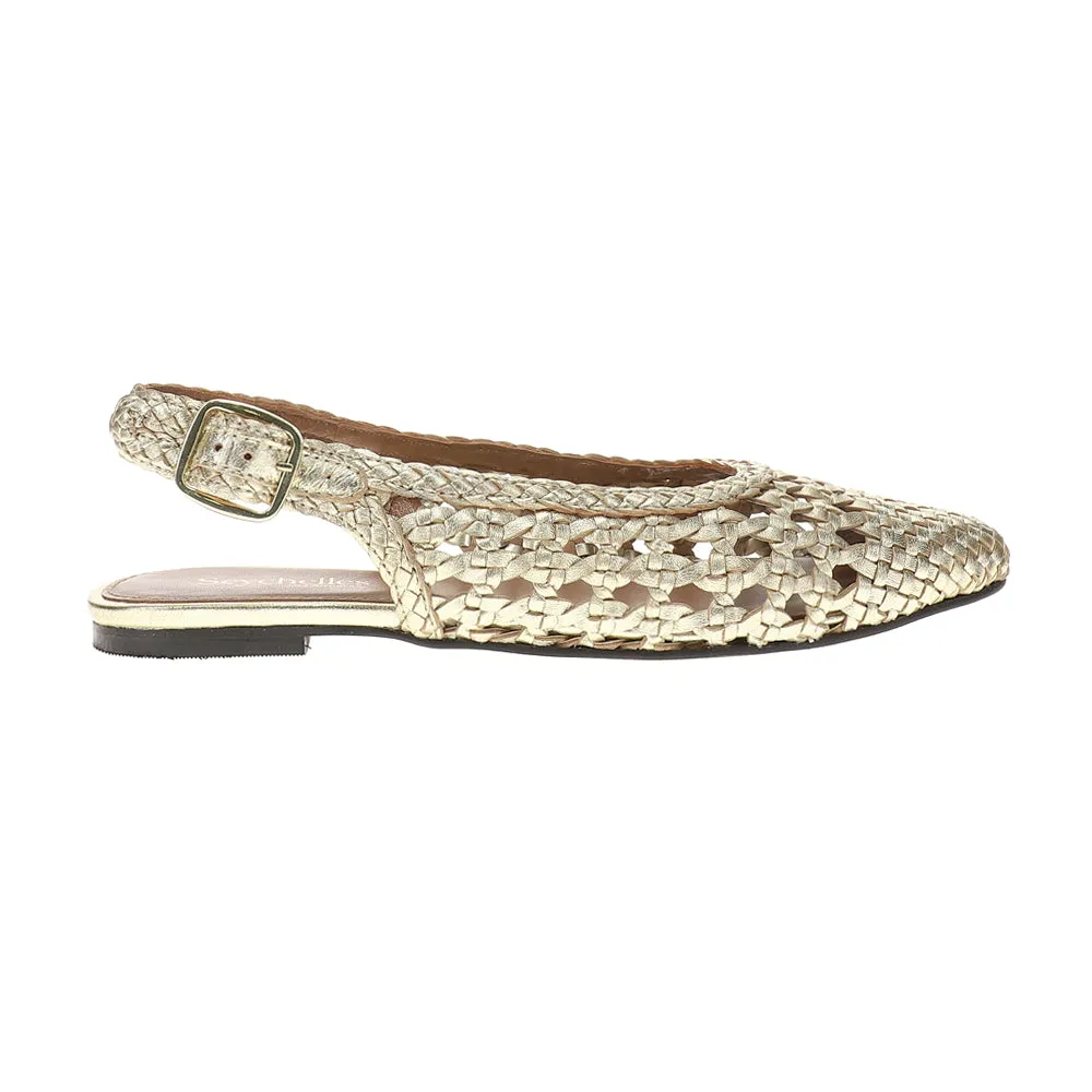 Avalon Metallic Woven Leather Slingback Flats