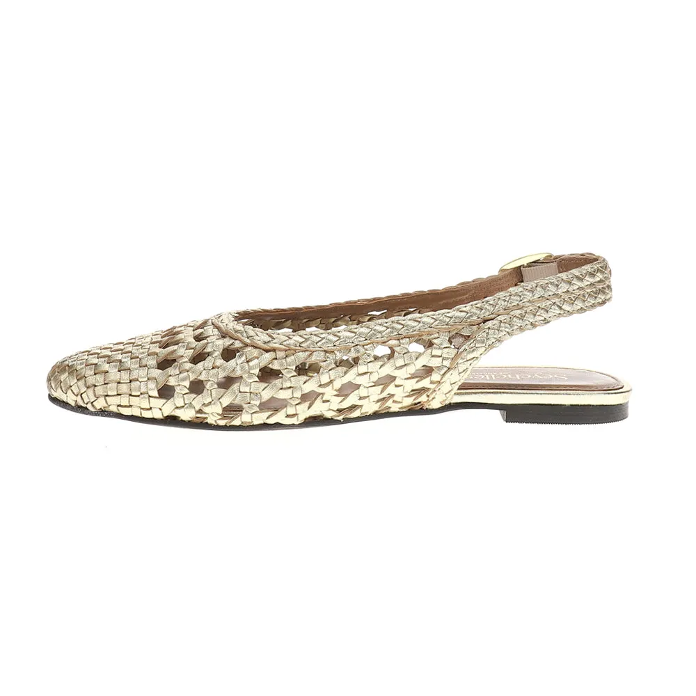 Avalon Metallic Woven Leather Slingback Flats