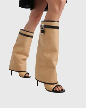 Bionda Buckle Woven Knee High Boots