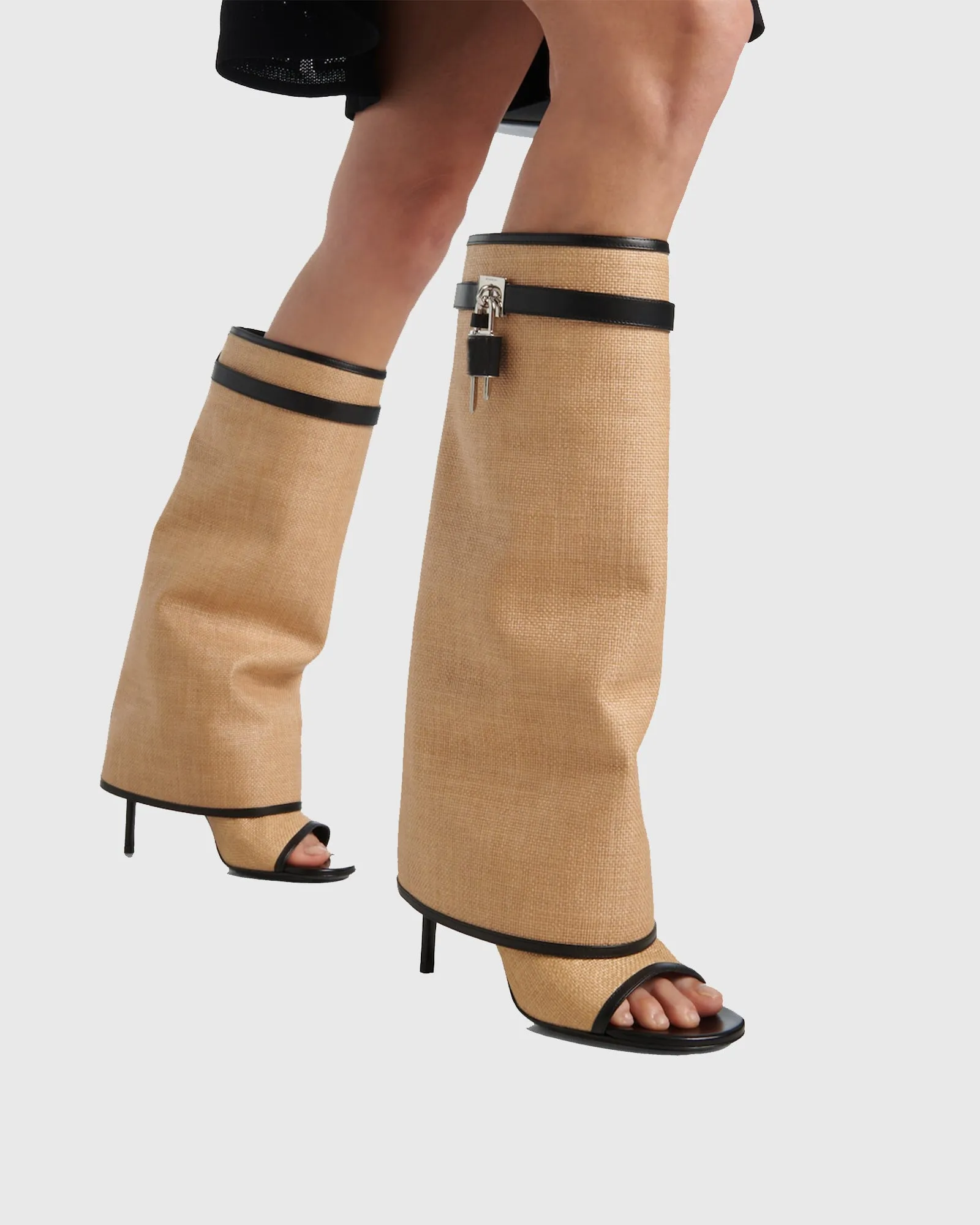 Bionda Buckle Woven Knee High Boots