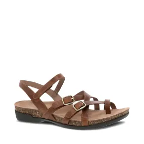 Dansko Women's Roslyn Strappy Leather Sandal in Tan Waxy