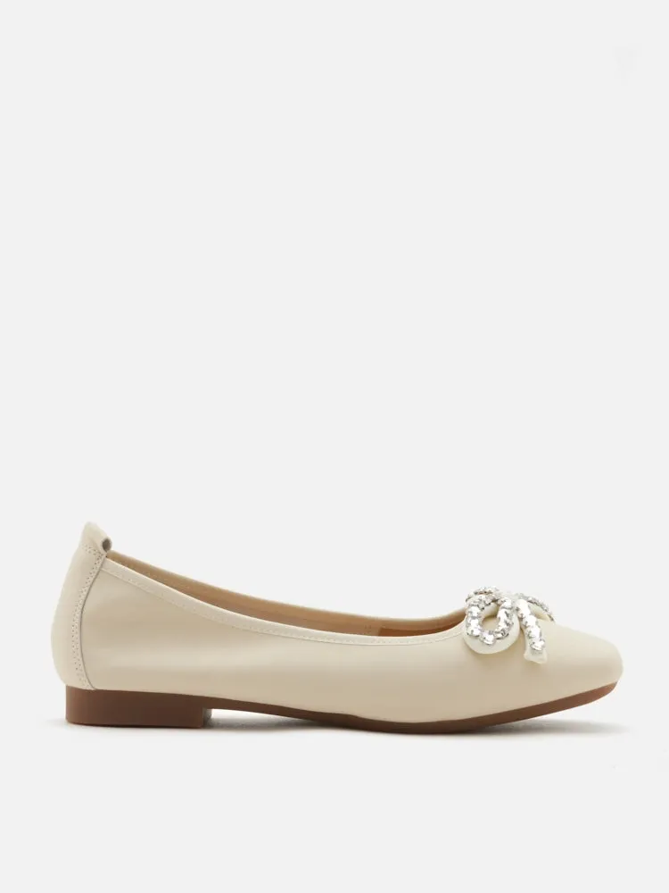 Daphne Diamante Embellished Bow Flats