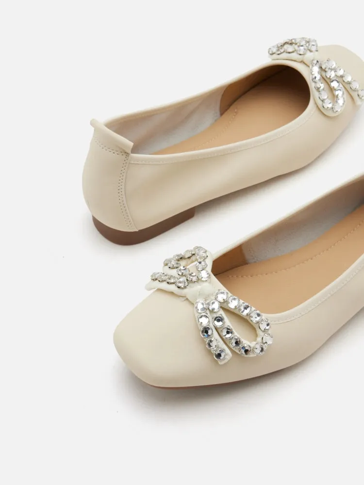 Daphne Diamante Embellished Bow Flats