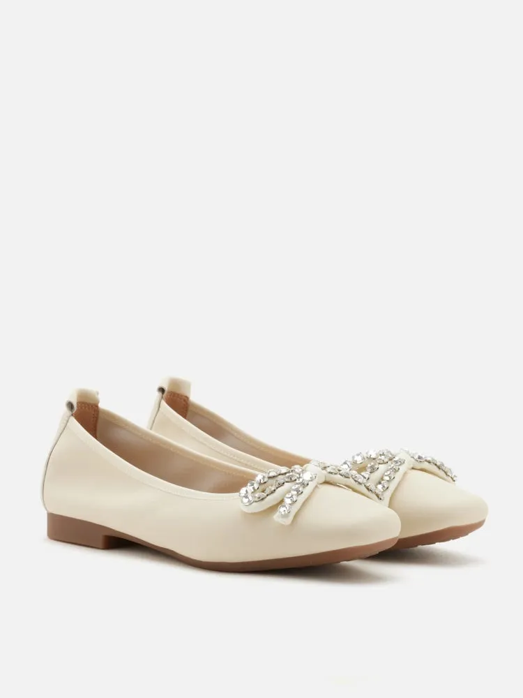 Daphne Diamante Embellished Bow Flats