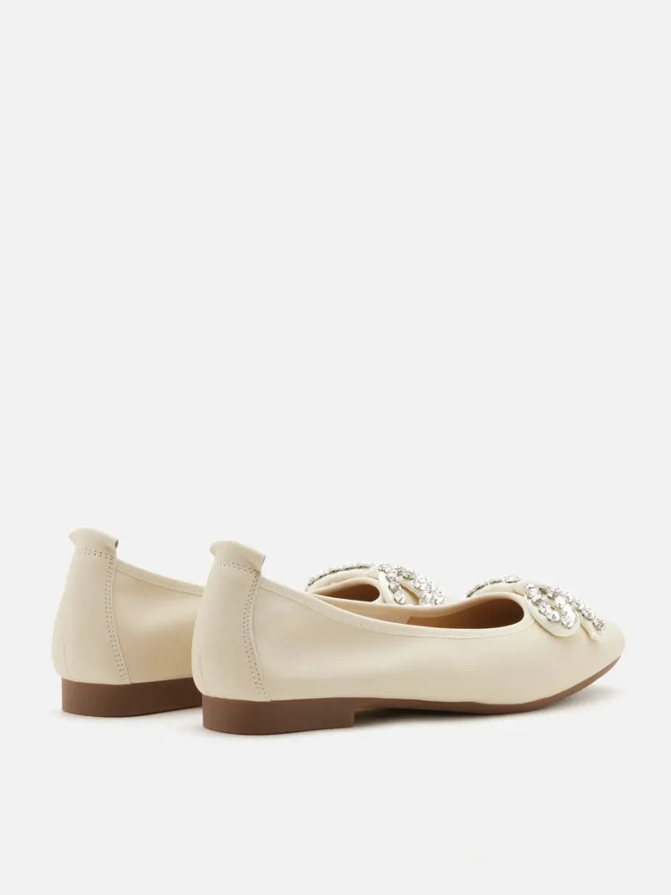 Daphne Diamante Embellished Bow Flats