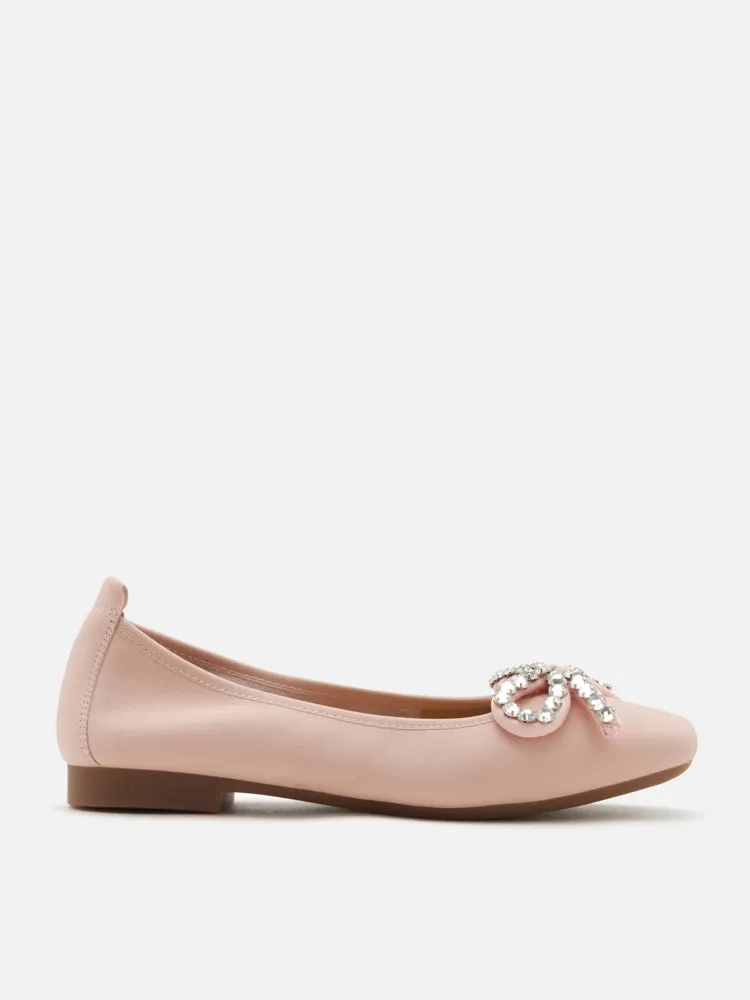 Daphne Diamante Embellished Bow Flats