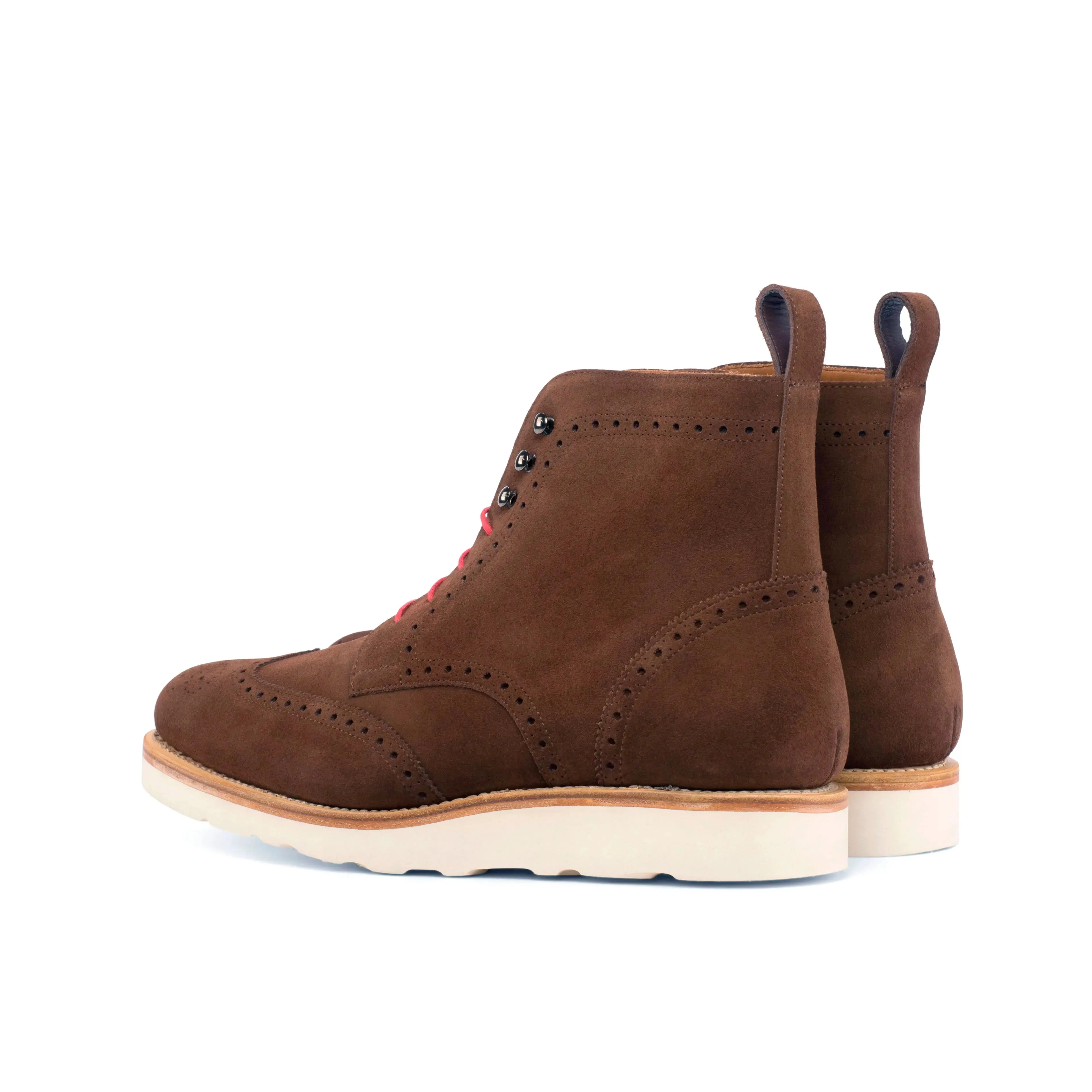 DapperFam Valiant in Med Brown Men's Lux Suede Military Brogue
