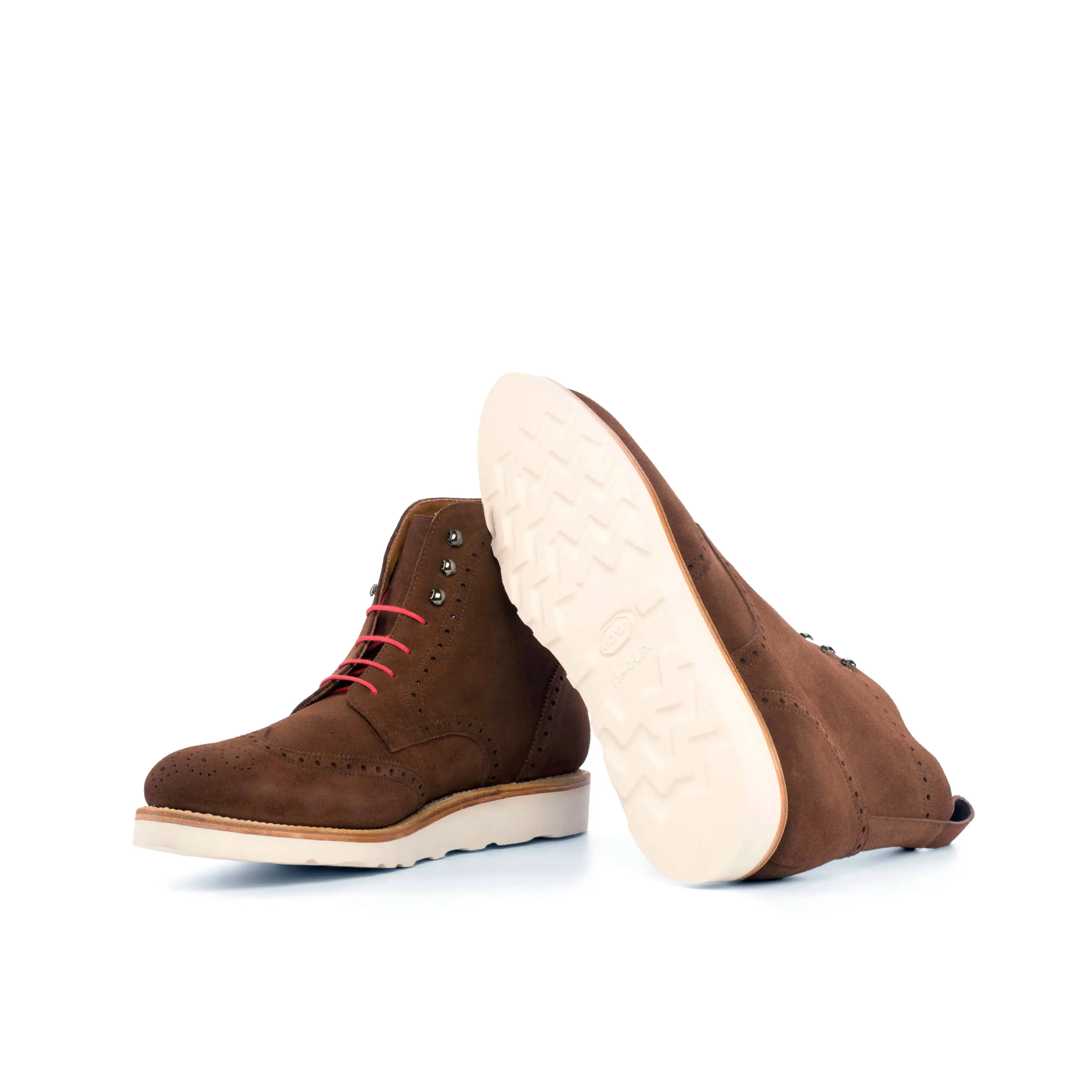 DapperFam Valiant in Med Brown Men's Lux Suede Military Brogue