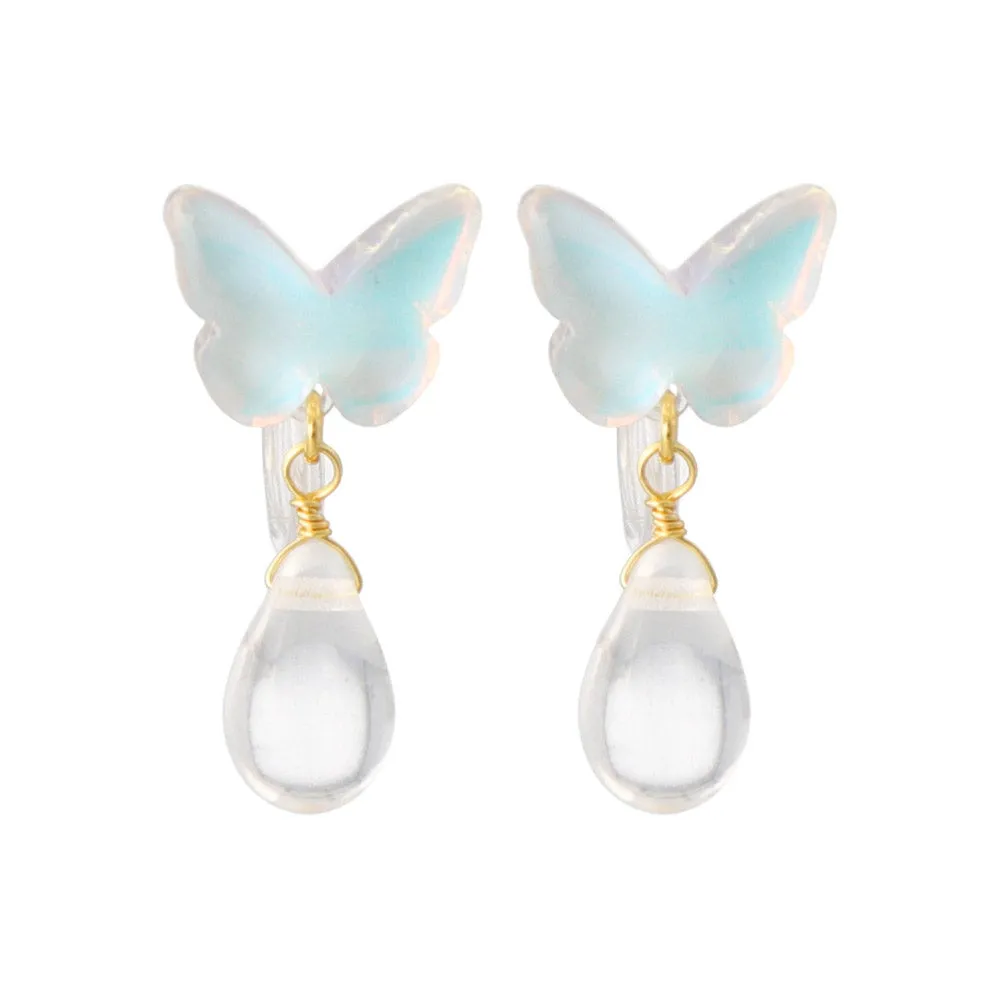 Delicate Butterfly and Drop Invisible Clip Ons