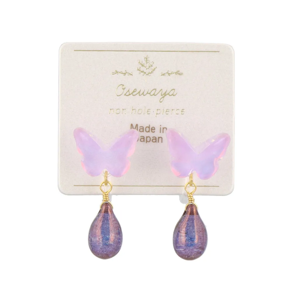 Delicate Butterfly and Drop Invisible Clip Ons