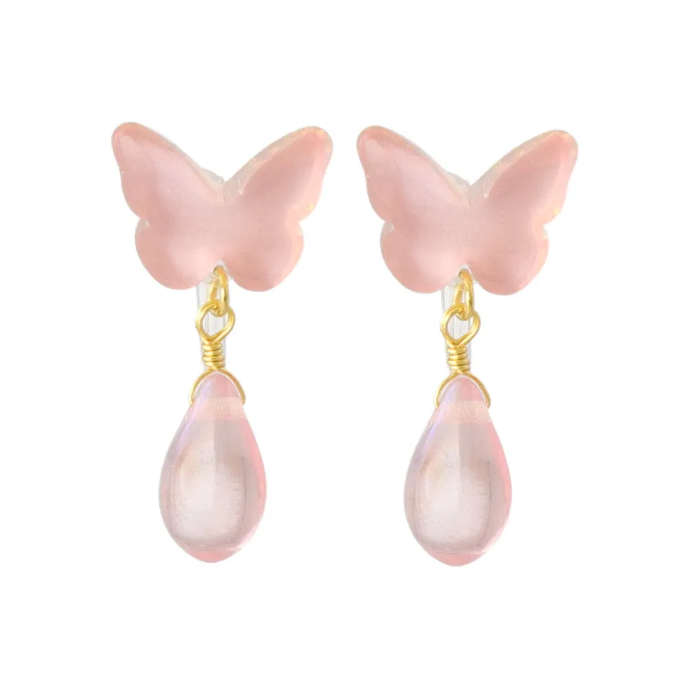Delicate Butterfly and Drop Invisible Clip Ons