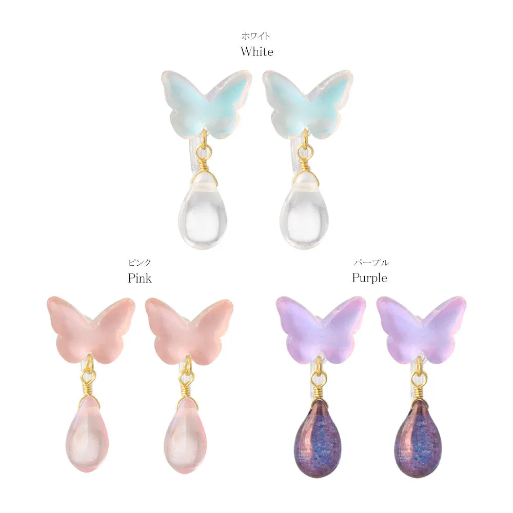 Delicate Butterfly and Drop Invisible Clip Ons