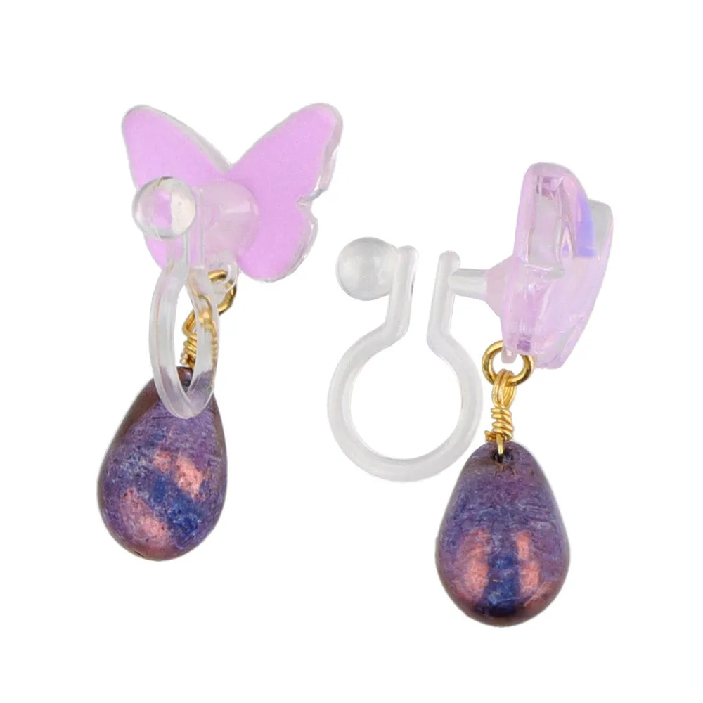 Delicate Butterfly and Drop Invisible Clip Ons