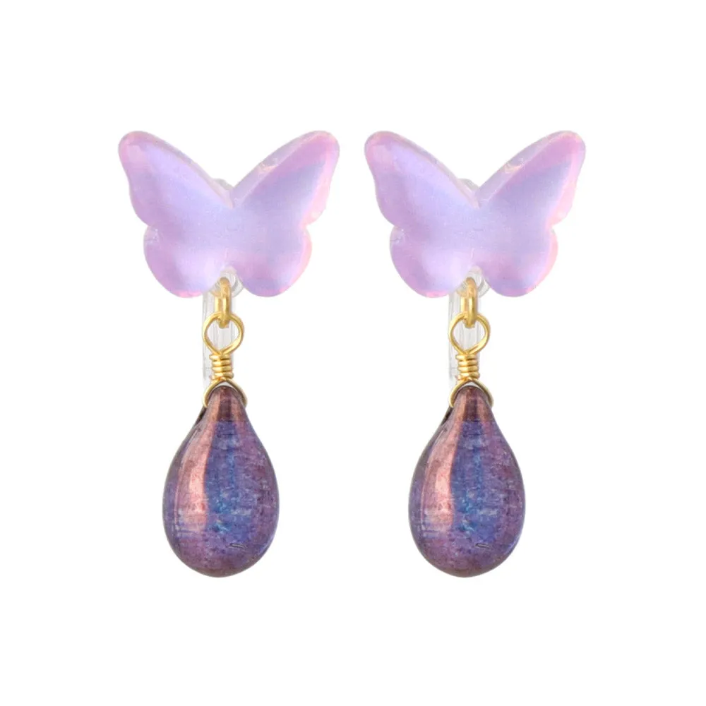 Delicate Butterfly and Drop Invisible Clip Ons