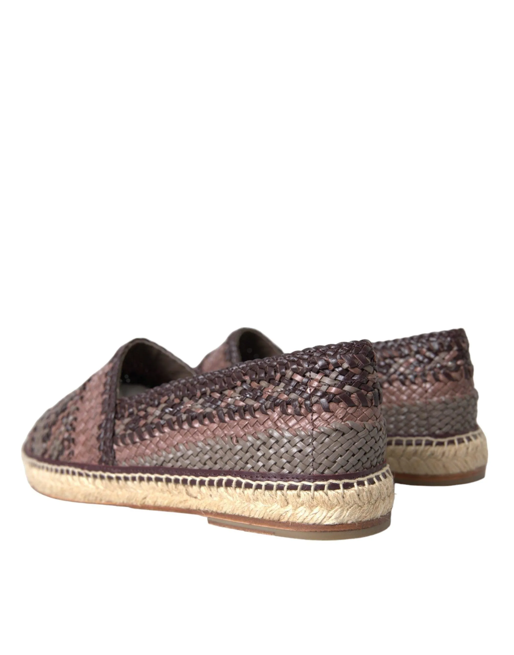 Dolce & Gabbana Brown Buffalo Leather Espadrille Flats Sko