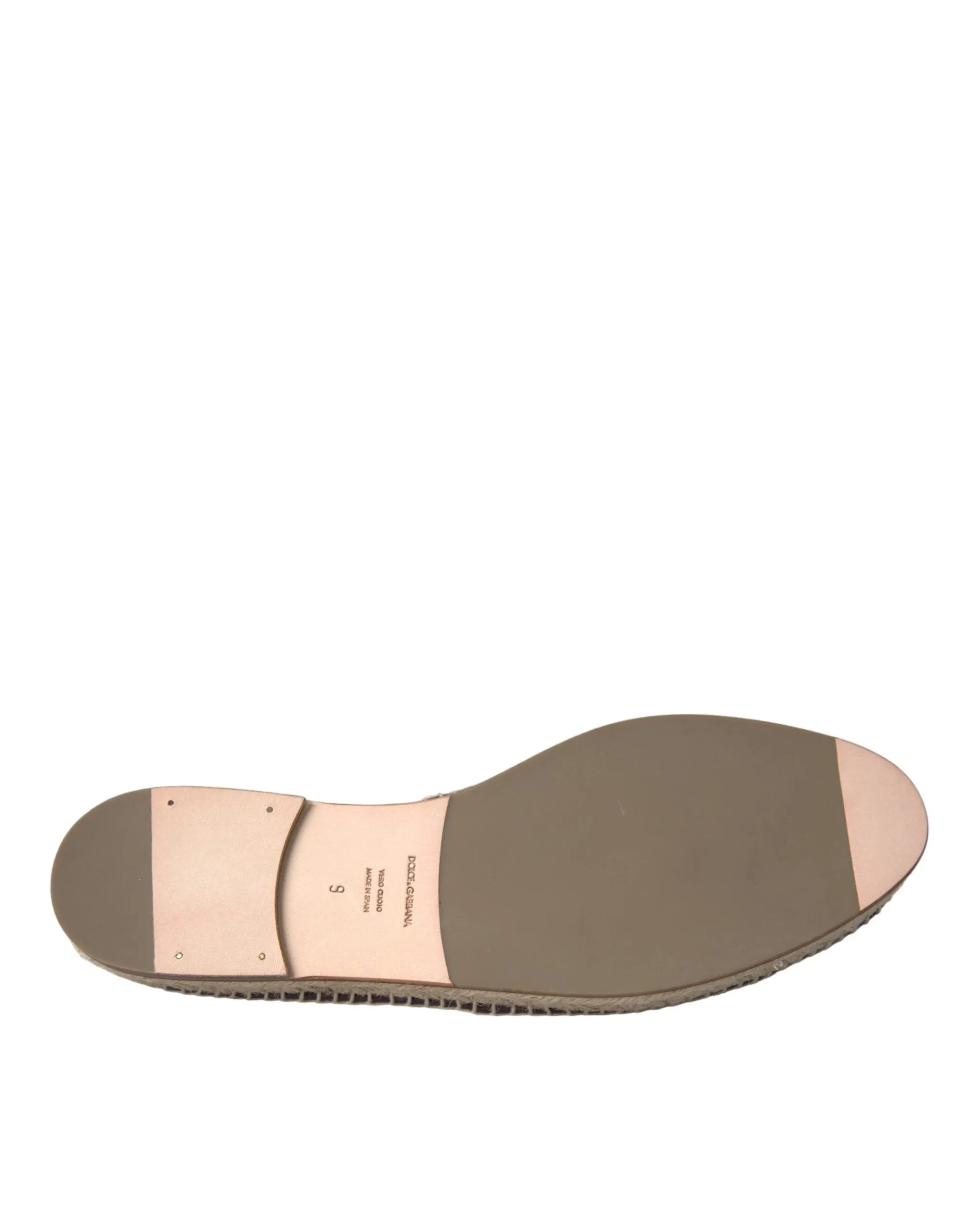 Dolce & Gabbana Brown Buffalo Leather Espadrille Flats Sko