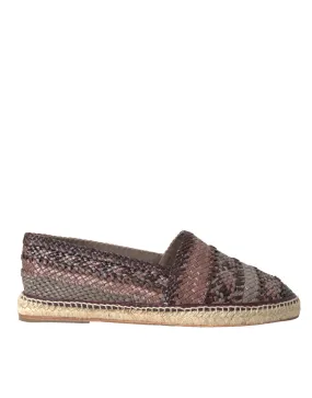 Dolce & Gabbana Brown Buffalo Leather Espadrille Flats Sko