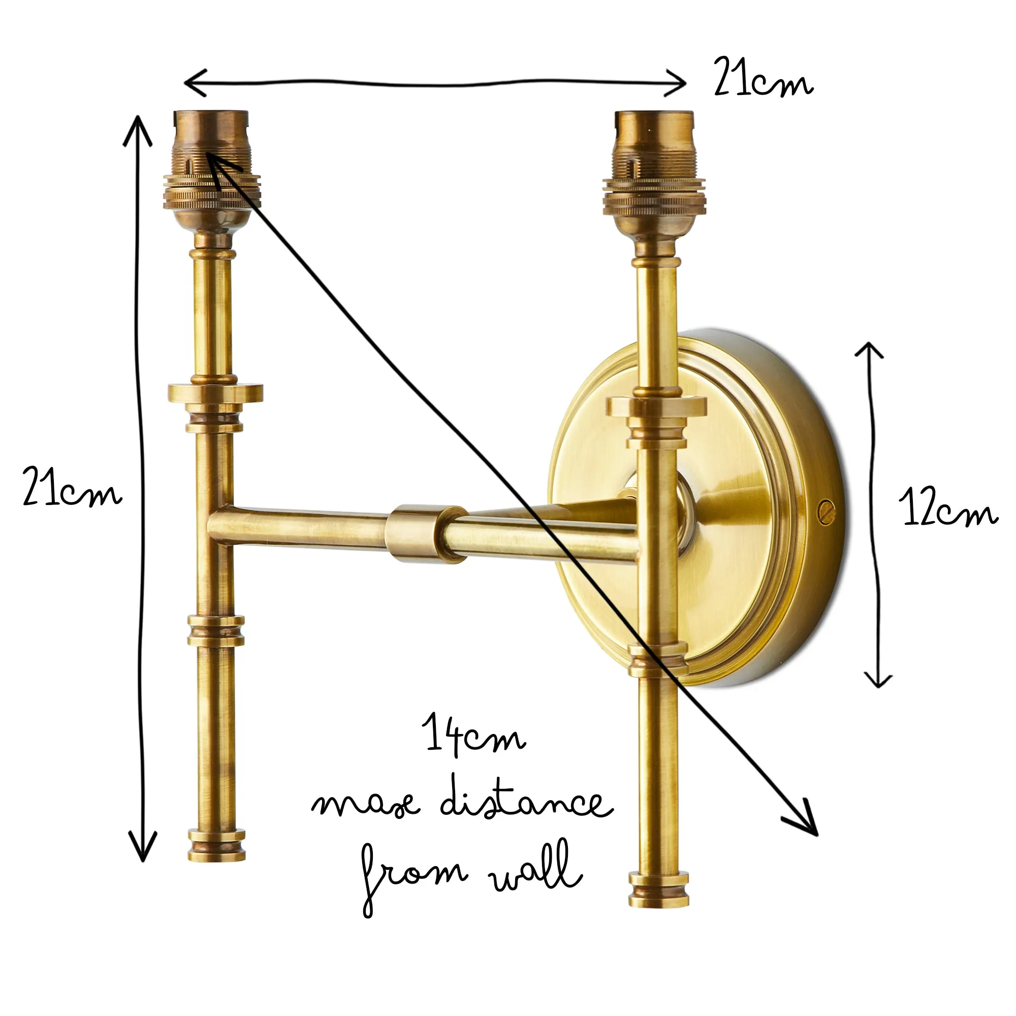 Double Chukka Wall fitting in antiqued brass