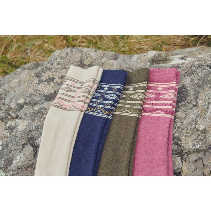 Dubarry Rolestown Fairisle Ladies Alpaca Boot Socks - Clover