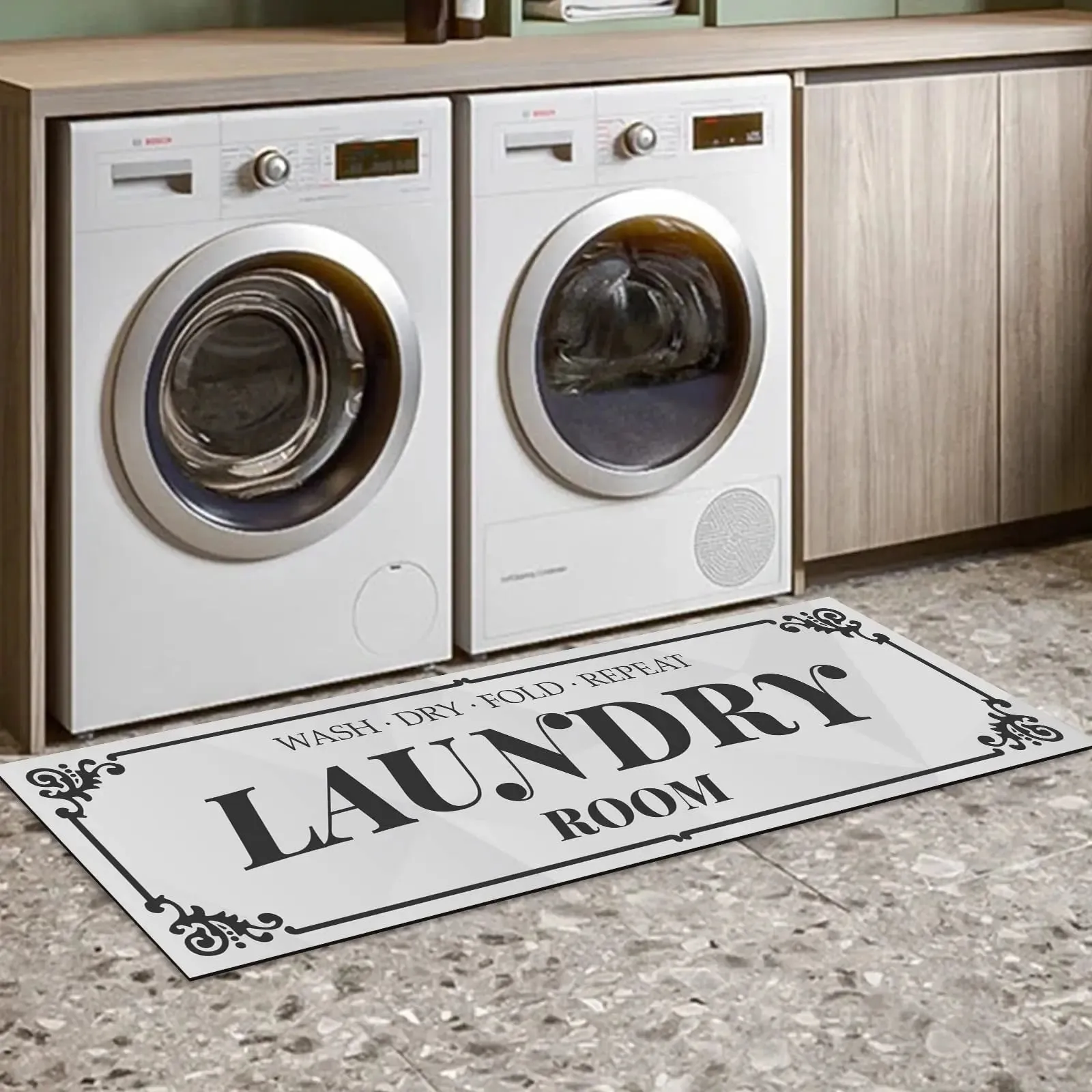 Durable Bathroom Rug - Light Grey, Non-Slip, Waterproof & Washable | DeriveMALL