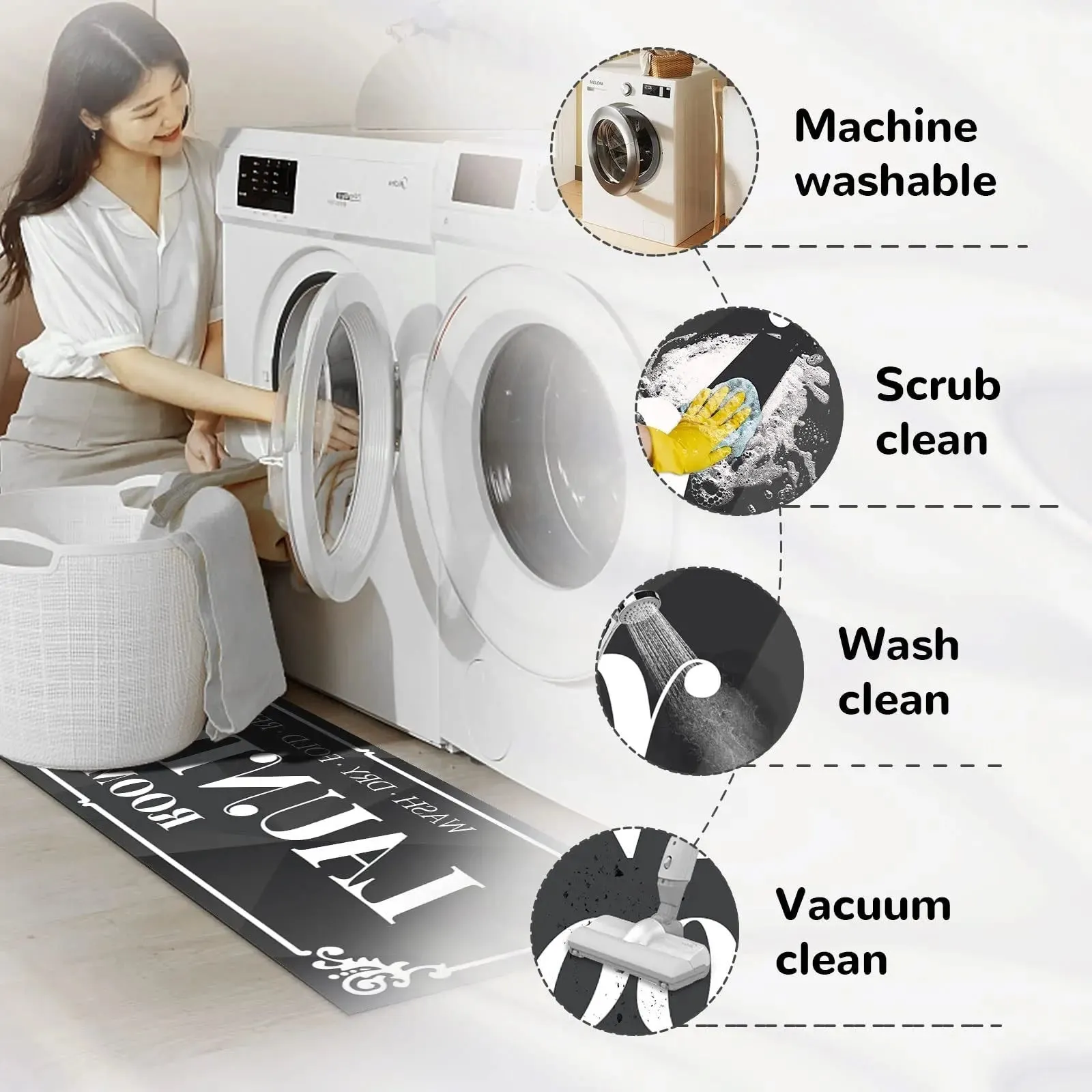 Durable Bathroom Rug - Light Grey, Non-Slip, Waterproof & Washable | DeriveMALL