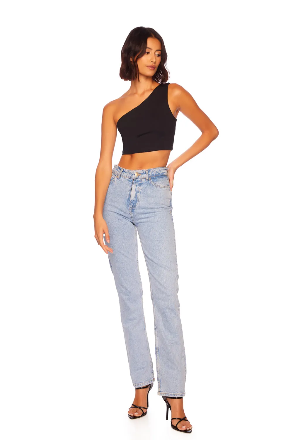 essential one shoulder crop top