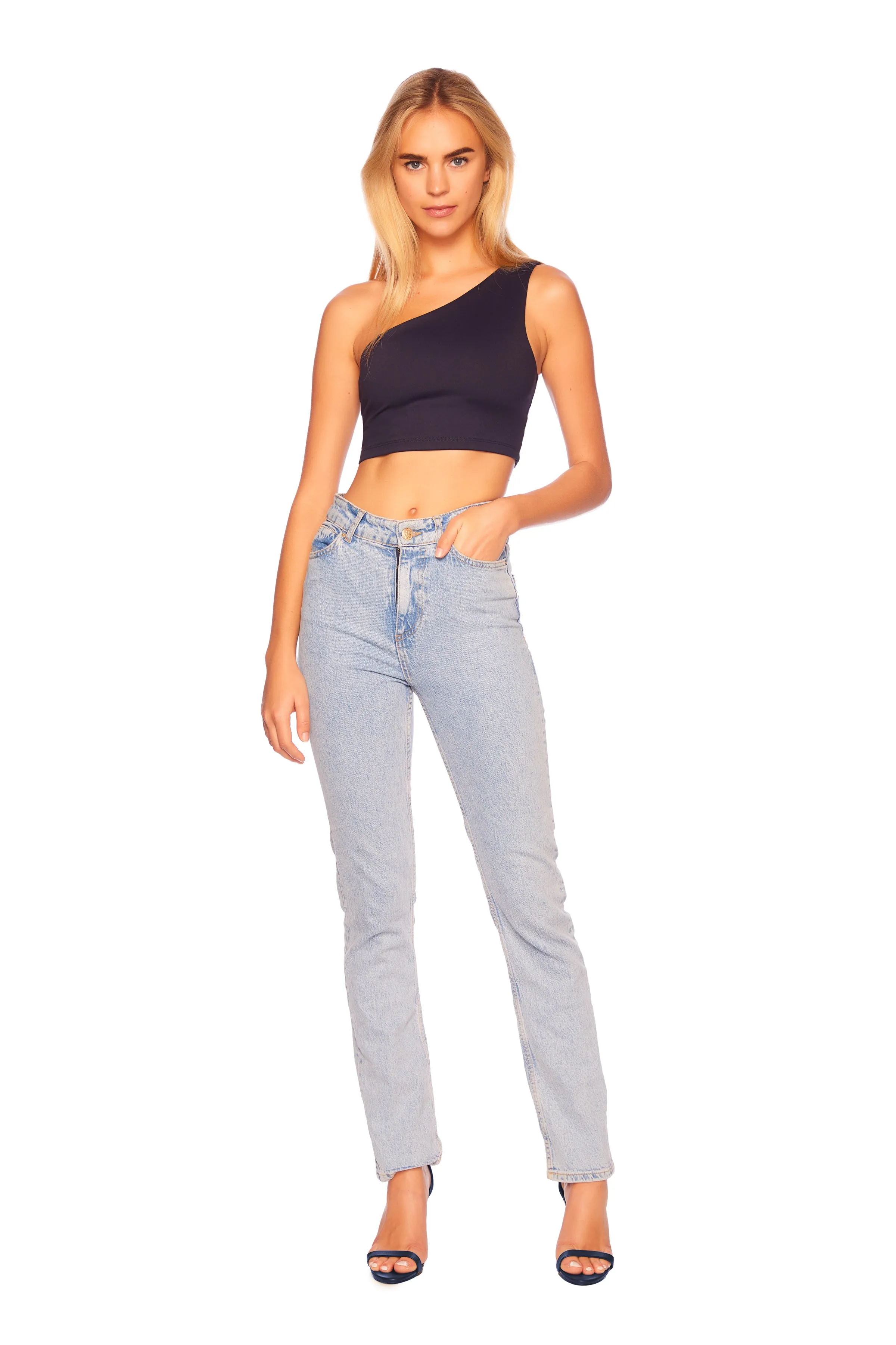 essential one shoulder crop top