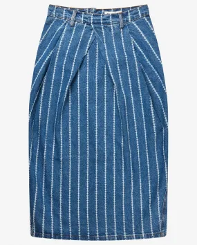 Faith Pintsripe Denim Skirt INDIGO