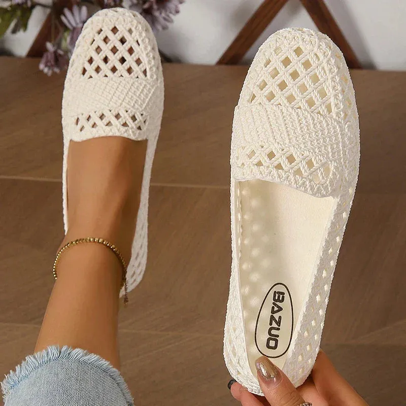 Fashionable Black Plastic Flat Loafers