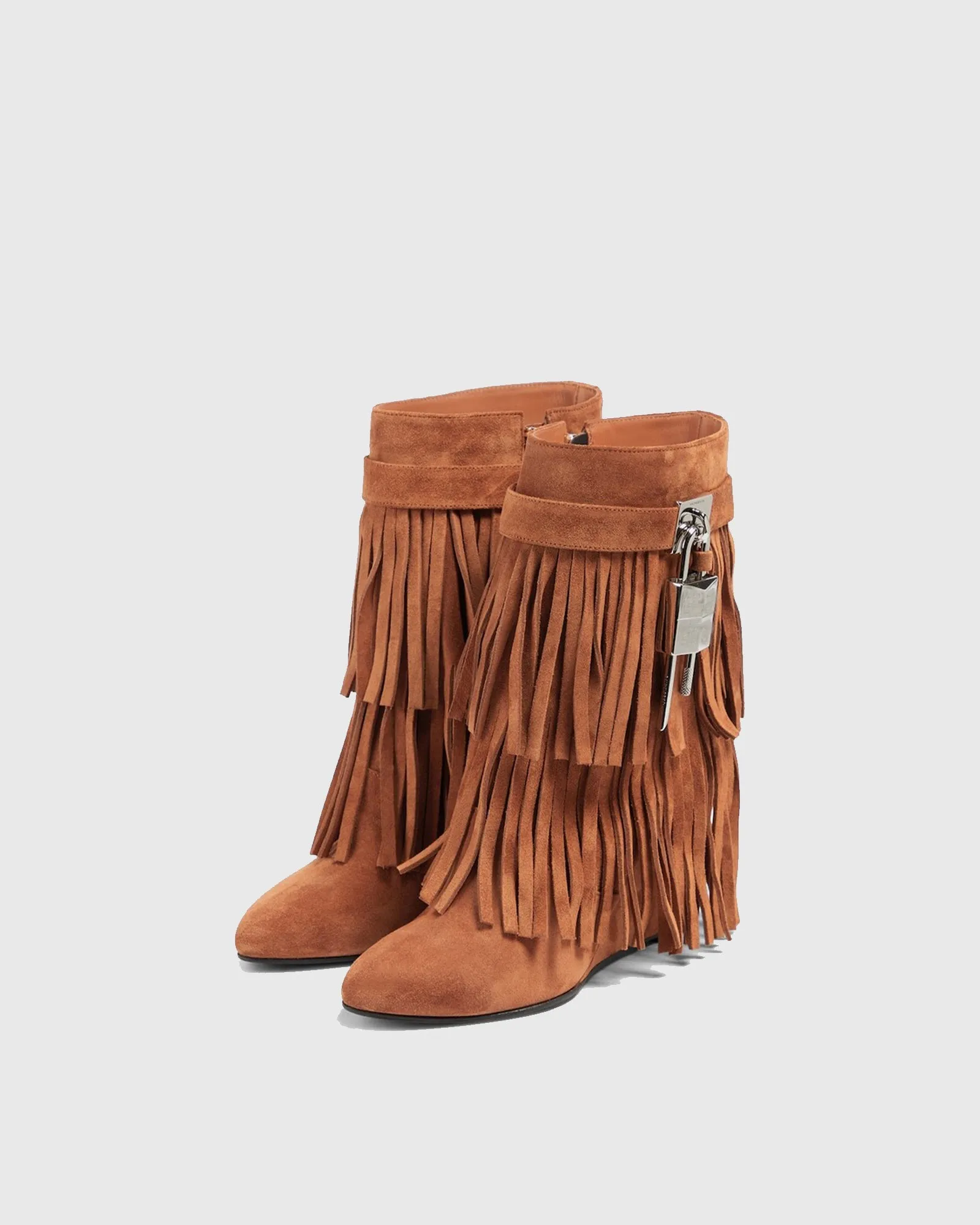 Fella Fringe Buckle Suede Ankle Boots