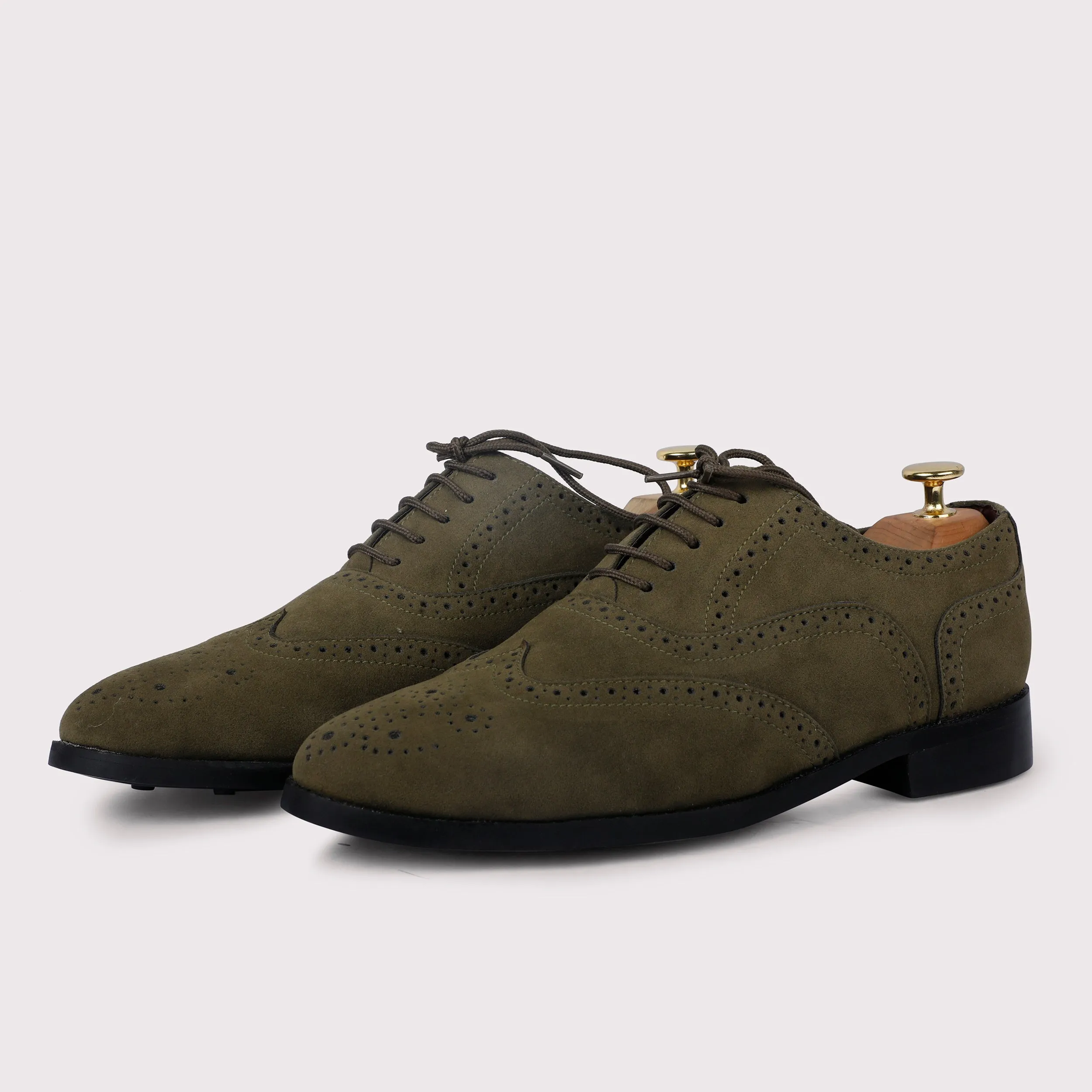 Forrero Suede Brogues - Olive Green