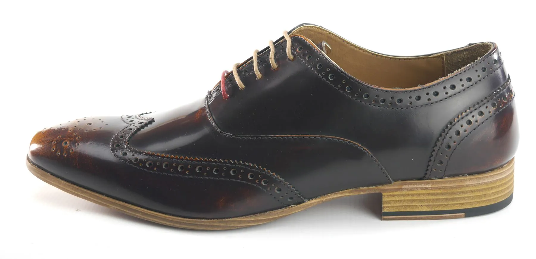 Frank James Norbury Leather Hi Shine Lace Up Mens Brogue Shoes