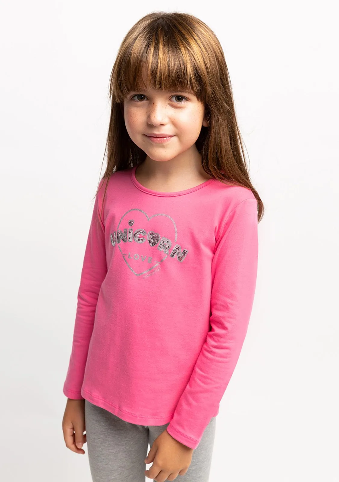Girl's Unicorn Love Fuchsia Shirt