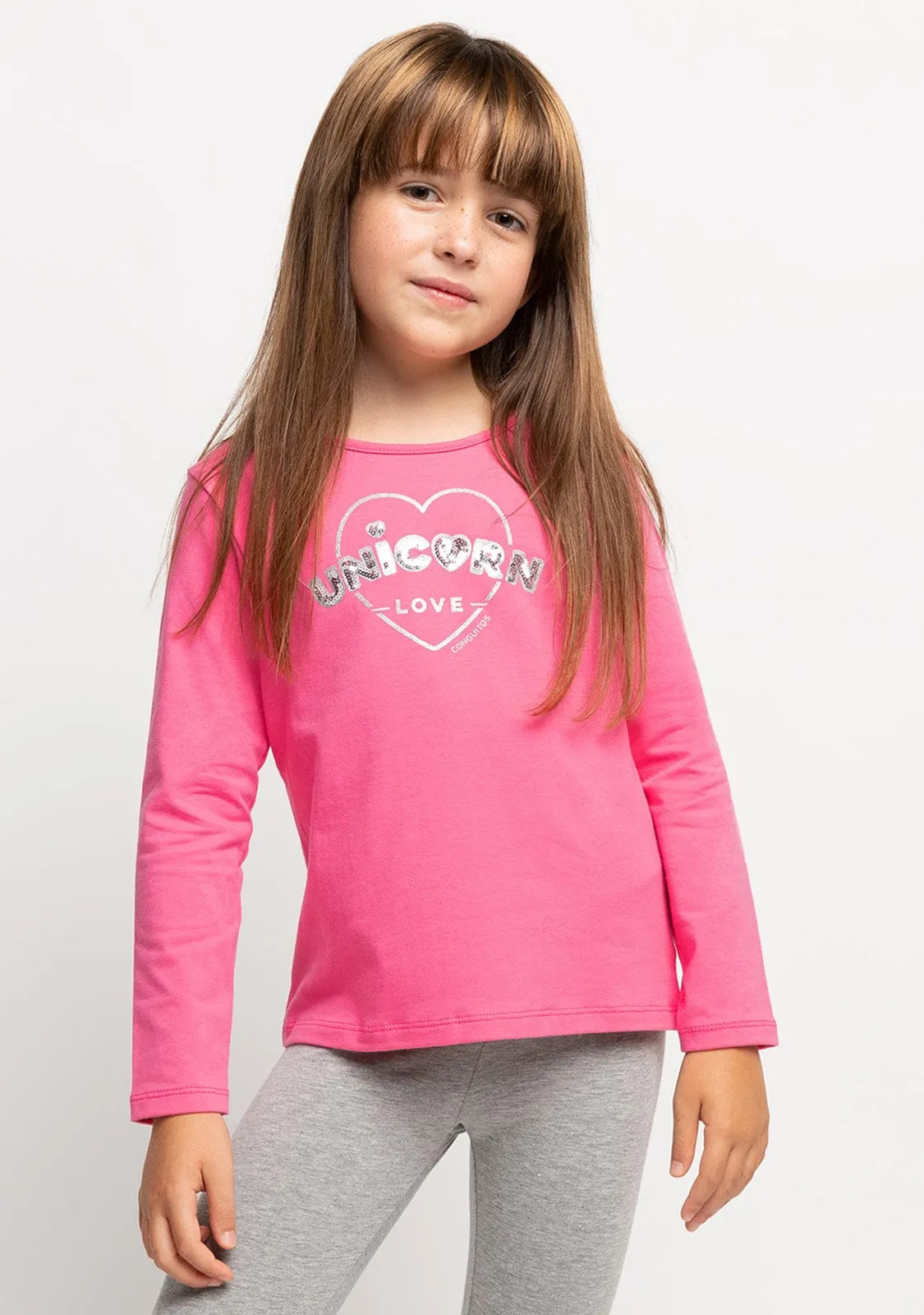 Girl's Unicorn Love Fuchsia Shirt