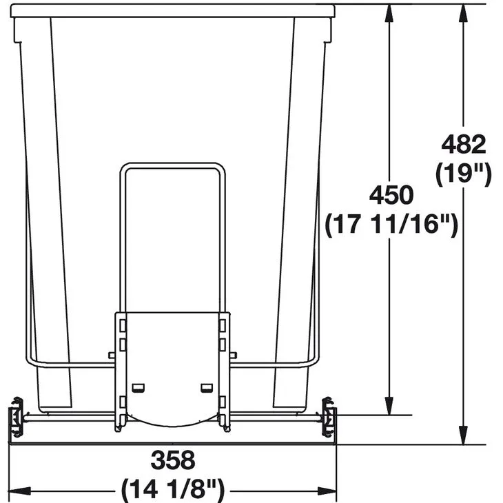 Hafele Bottom Mount Wire Gray 36 qt Double Waste Bin Pull Out