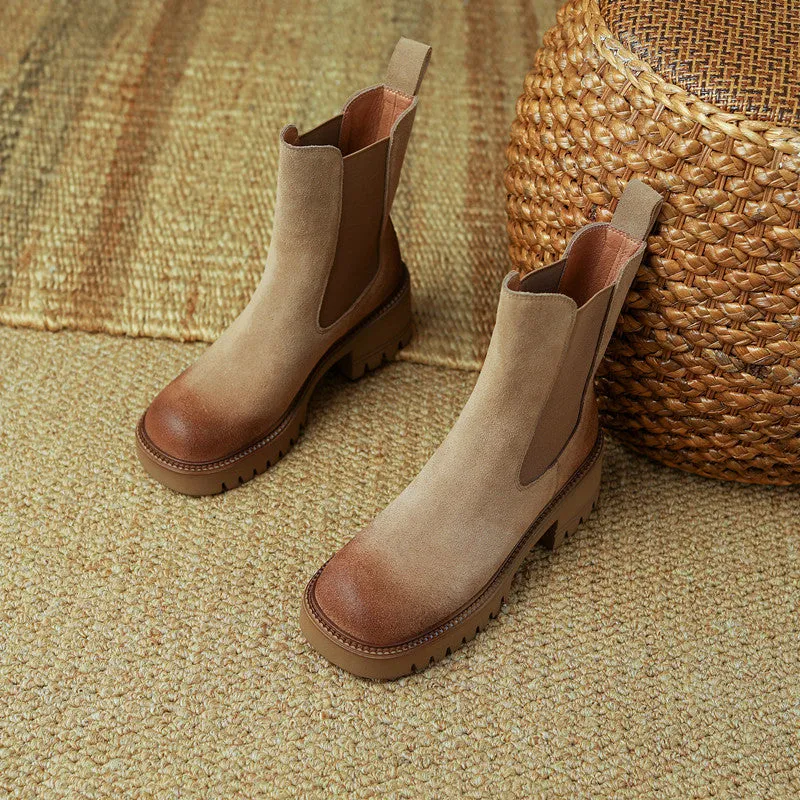 Haya Tan Chelsea Lug Sole Combat Boots