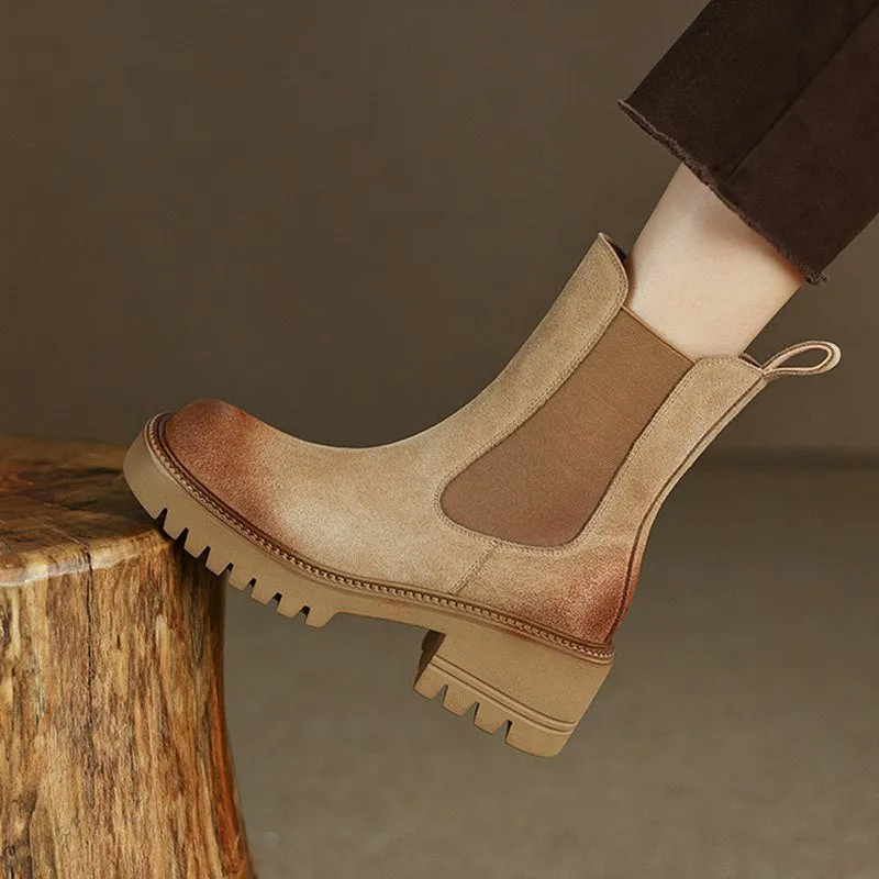 Haya Tan Chelsea Lug Sole Combat Boots