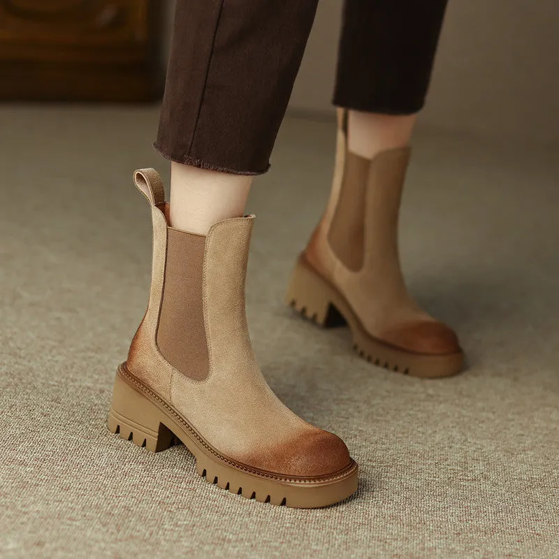 Haya Tan Chelsea Lug Sole Combat Boots